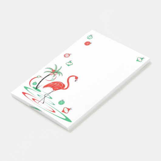 Rood kerstfeest Flamingo Baubles portret Post-it® Notes (Schuin)
