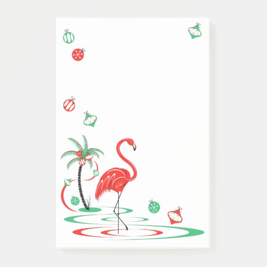 Rood kerstfeest Flamingo Baubles portret Post-it® Notes (Voorkant)