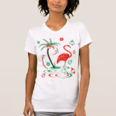 Rood kerstfeest Flamingo Baubles t-shirt vrouwen (Voorkant)