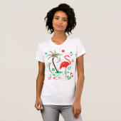 Rood kerstfeest Flamingo Baubles t-shirt vrouwen (Voorkant volledig)