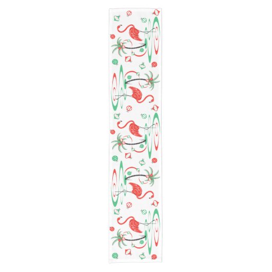 Rood kerstfeest Flamingo Baubles tafelloper (Voorkant)