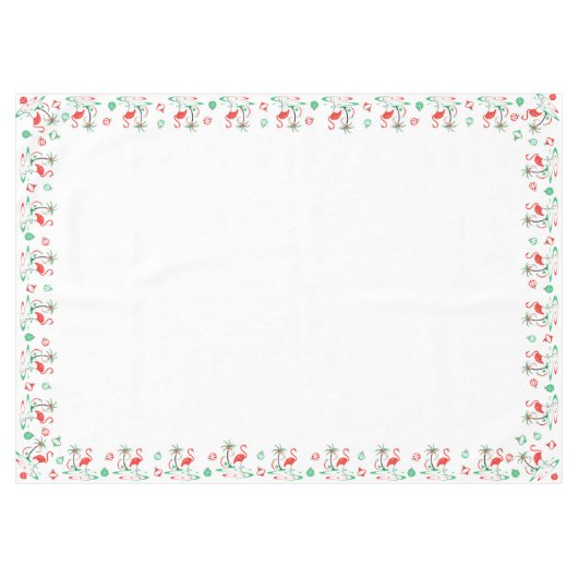 Rood kerstfeest Flamingo border-tafelkleed Tafelkleed (Voorkant (Horizontaal))
