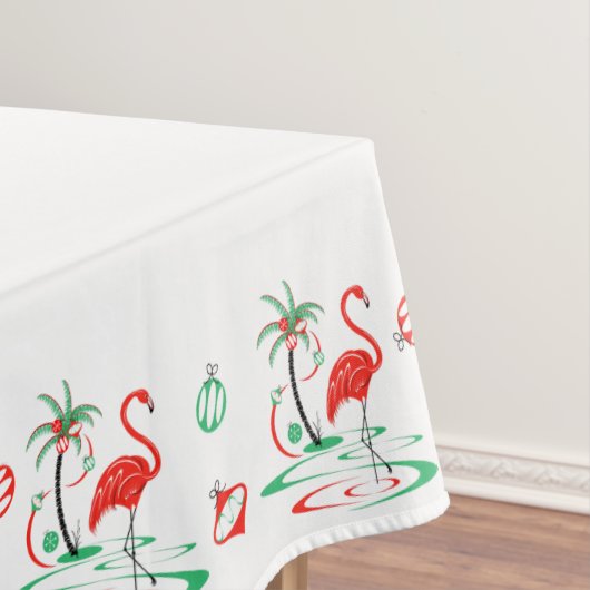 Rood kerstfeest Flamingo border-tafelkleed Tafelkleed (Voorbeeld)
