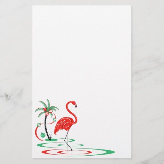 Rood kerstfeest Flamingo Briefpapier (Voorkant)