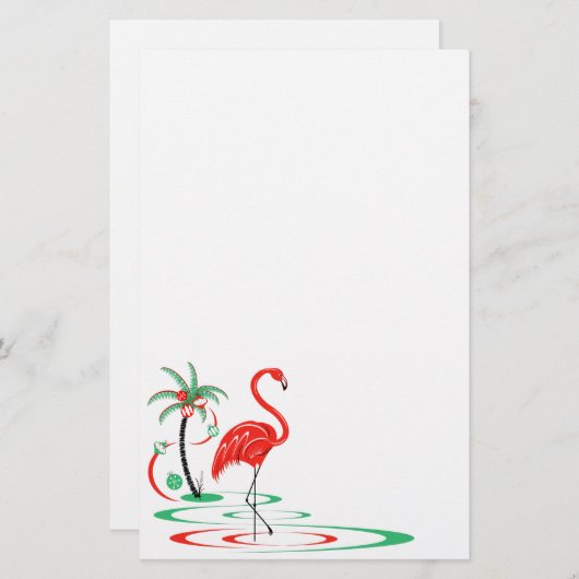 Rood kerstfeest Flamingo Briefpapier (Voorkant / Achterkant)