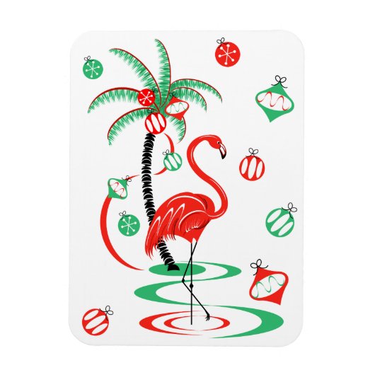 Rood kerstfeest Flamingo flexibel magneet portret (Verticaal)