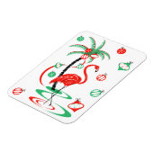 Rood kerstfeest Flamingo flexibel magneet portret (Linkerzijde)