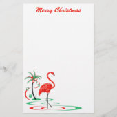 Rood kerstfeest Flamingo Merry-kerstbriefjes Briefpapier (Voorkant)