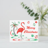 Rood kerstfeest Flamingo Merry-kerstlandschap Briefkaart (Staand voorkant)