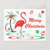 Rood kerstfeest Flamingo Merry-kerstlandschap Briefkaart (Voorkant)