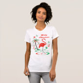 Rood kerstfeest Flamingo Merry kerstt-shirt T-shirt (Voorkant volledig)