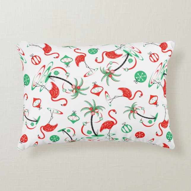 Rood kerstfeest Flamingo Multi-red backaccent Accent Kussen (Voorkant)