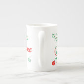 Rood kerstfeest Flamingo Name bone china Porselein Kop (Achterkant)