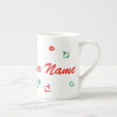 Rood kerstfeest Flamingo Name bone china Porselein Kop (Rechts)