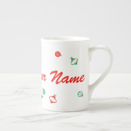 Rood kerstfeest Flamingo Name bone china Porselein Kop (Rechts)