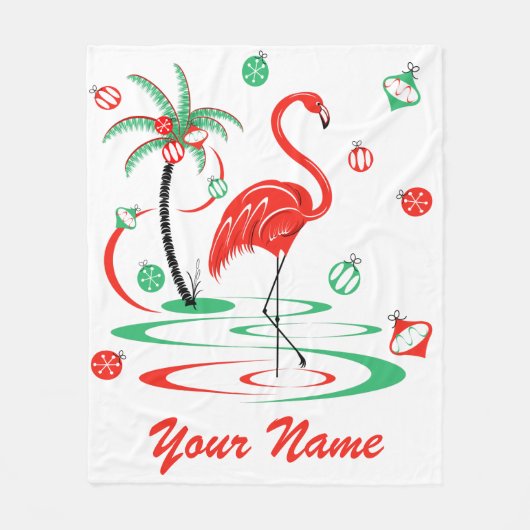 Rood kerstfeest Flamingo Name fleece (Voorkant)