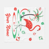 Rood kerstfeest Flamingo Name fleece Deken (Voorkant (Horizontaal))