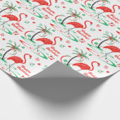 Rood kerstfeest Flamingo Prettige feestdagen cadea Cadeaupapier (Hoek)