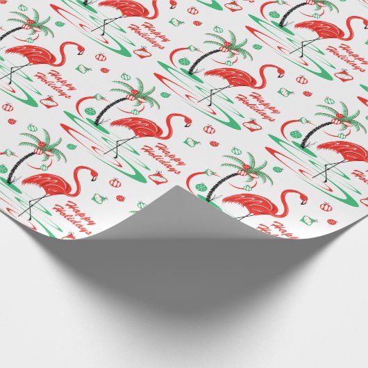 Rood kerstfeest Flamingo Prettige feestdagen cadea Cadeaupapier (Hoek)