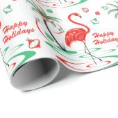 Rood kerstfeest Flamingo Prettige feestdagen cadea Cadeaupapier (Rol Hoek)