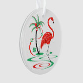 Rood kerstfeest Flamingo Tekst acrylround Ornament (voorkant)