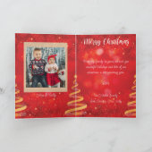 Rood kerstfeest Foto gevouwen feestdag kaart (Binnen)