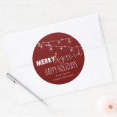 Rood Kerstfeest & Getrouwd Pasgetrouwd Prettige Fe Ronde Sticker (Envelop)