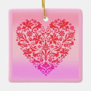 Rood kerstfeest hart Keramisch Ornament