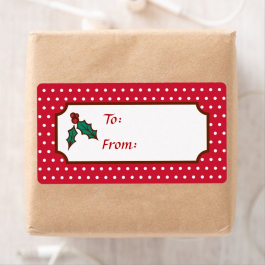Rood kerstfeest Holly Holiday Gift Labels Labels (Insitu)