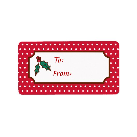 Rood kerstfeest Holly Holiday Gift Labels Labels (Voorkant)