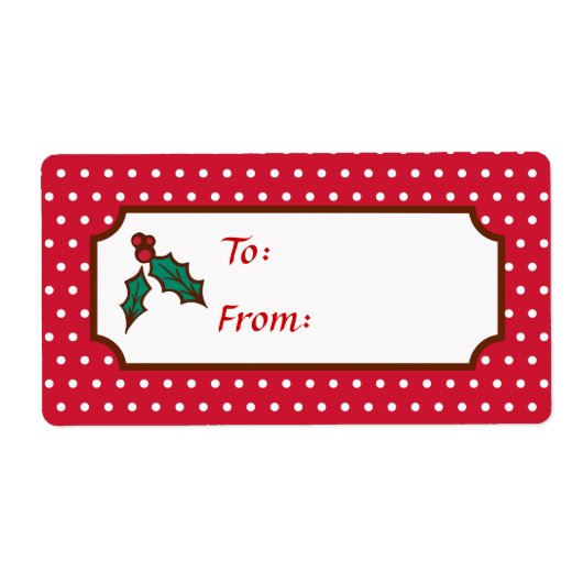 Rood kerstfeest Holly Holiday Gift Labels Labels (Voorkant)