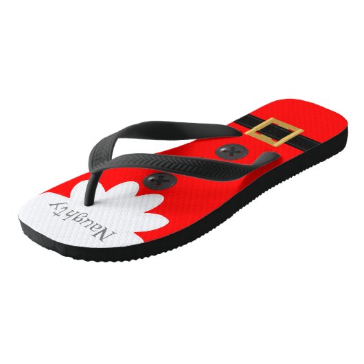 Rood kerstfeest in juli Aangepaste feestelijke Tee Teenslippers (Schuin)