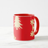 Rood kerstfeest met Cream Snowflakes Mok (Voorkant rechts)