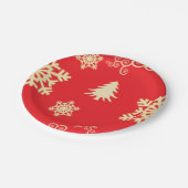 Rood kerstfeest met Cream Snowflakes Papieren Bordje (Gekanteld)