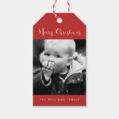 Rood kerstfeest met feestdag cadeaulabel (Voorkant)