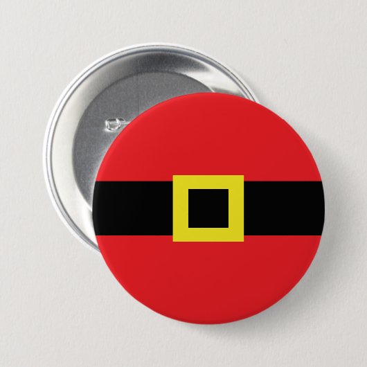 Rood kerstfeest met gordel ronde button 7,6 cm (Voorkant /achterkant)