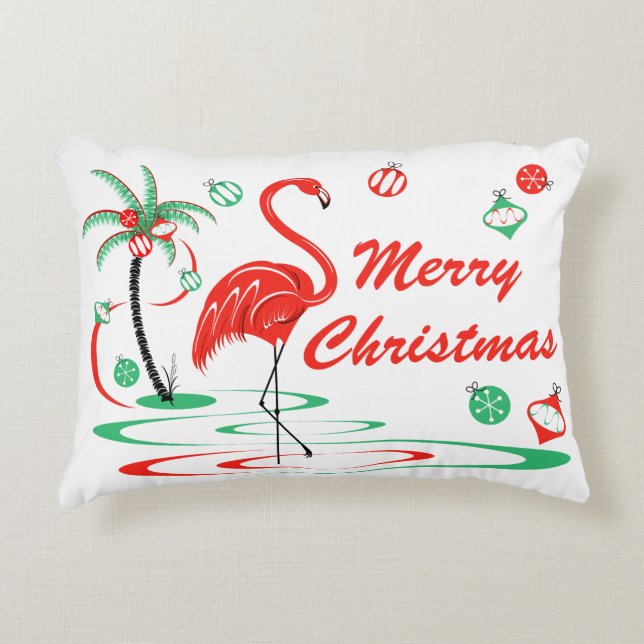 Rood kerstfeest met kerst, groen accent kussen (Voorkant)