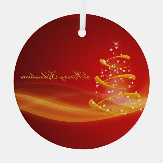 Rood kerstfeest met kerstmis glas ornament (Achterkant)