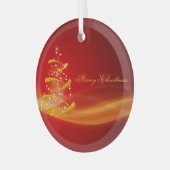 Rood kerstfeest met kerstmis glas ornament (Voorkant links)