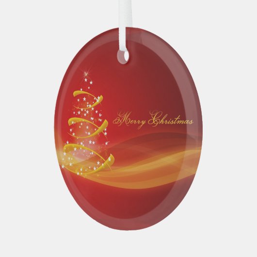 Rood kerstfeest met kerstmis glas ornament (Voorkant links)