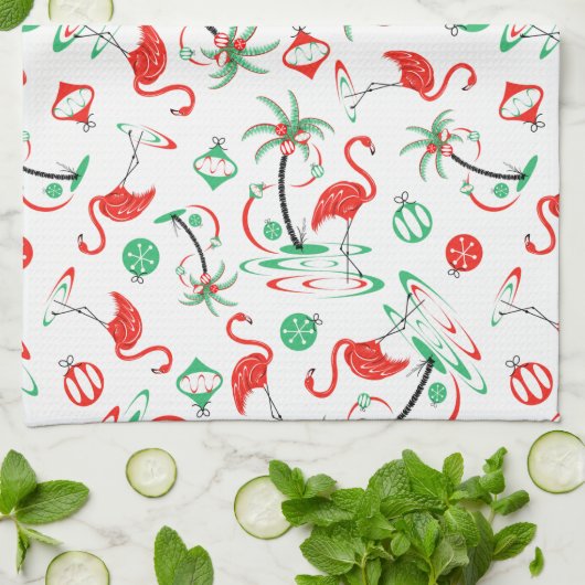 Rood kerstfeest met multikeukenhanddoeken theedoek (Gevouwen)
