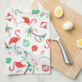 Rood kerstfeest met multikeukenhanddoeken theedoek (Quarter Fold)