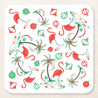 Rood kerstfeest met multivierkant kartonnen onderzetters