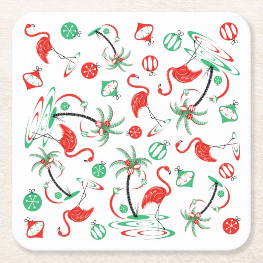 Rood kerstfeest met multivierkant kartonnen onderzetters (Voorkant)