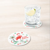 Rood kerstfeest met Prettige feestdagen Ronde Kartonnen Onderzetter (Insitu)