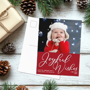 Rood kerstfeest met vreugde feestelijke foto briefkaart