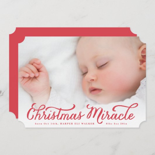 Rood kerstfeest Mirakel Holiday Aankondiging (Voorkant / Achterkant)