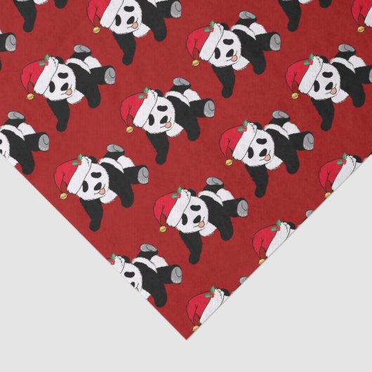 Rood kerstfeest Panda Beer Cute Holiday Tissuepapier (Detail)