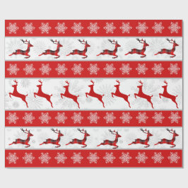 Rood kerstfeest, rood en wit snowflake patroon cadeaupapier