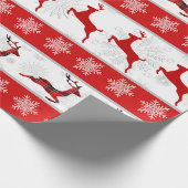 Rood kerstfeest, rood en wit snowflake patroon cadeaupapier (Hoek)